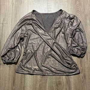 Anthropologie Textured Knit Top in Metallic Brown Size XL